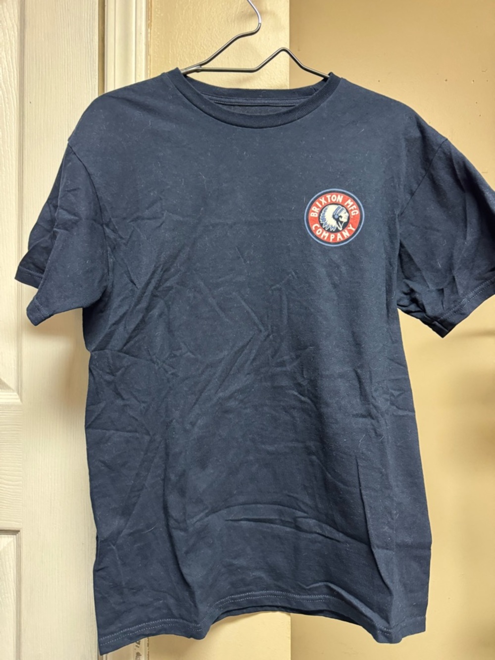 Brixton Navy Short Sleeve Crew Neck Tee with Chest Emblem